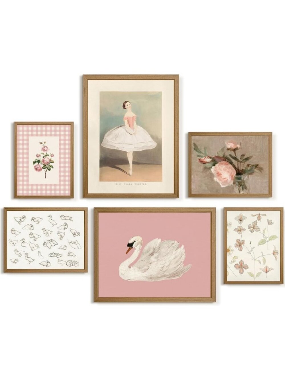 Vintage Floral Pink Wall Art for Baby Girl's Room | Preppy Canvas Decor 8x10